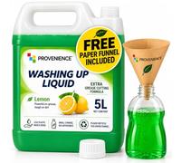 5 Litre Professional Grade Washing Up Liquid Refill with a Funnel| Provenience® | Lemon Scent | Tough on Grease and Grime | Skin Sensitive | Comes with a Paper Funnels