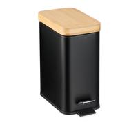 5 Litre Step Pedal Bin Cosmetic Waste Bathroom Bin Removable Inside Bamboo Lid
