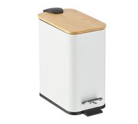 5 Litre Step Pedal Bin Cosmetic Waste Bathroom Bin Removable Inside Bamboo Lid
