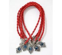 5 - "Lucky" HAMSA Kabbalah Bracelets with Red Braided String and Rotating "Evil Eye" Hamsa Hand - Jewish Judaica Amulet Pendant Jewelry