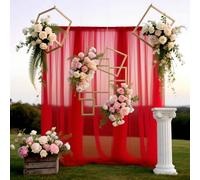 5 m x 160 cm Organza Fabric, Tulle Red, Sold by the Metre, Soft Tulle Fabric for Sewing, Mesh Fabric, Decorative Fabric for Arbor, Wedding, Curtain, Freehand Decoration, Archway, Ceremony
