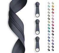 5 m zip endless, spiral 3 mm + 15 sliders/zip, 32 colours, sold by the metre. grey