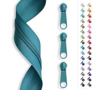 5 m zip endless, spiral 3 mm + 15 sliders/zip, 32 colours, sold by the metre. petrol