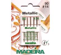 5 Madeira Embroidery Needles for Metallic Thread Flat Bottom Piston for Sewing Machine Thickness 90/14