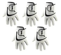 5 Mens Super Soft Cabretta Leather Golf Gloves with Black Lycra. (Medium Large)