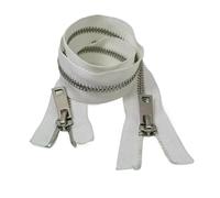 5# Metal Copper Zipper Two-Way Down Jacket Double-Ended Long-Length Double-Slider Accessories for Clothing,Duvet Covers, Backpacks(WhiteSliver-100cm)