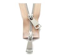 5# Metal Zipper 70-120cm Double-Slider Sliver Teeth Long Open-End Zip for Down Jacket DIY Garment Sewing Accessory,Apricot,120cm