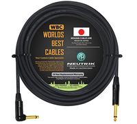 5 Meter - Guitar Bass Instrument Cable CUSTOM MADE By WORLDS BEST CABLES - using Mogami 2524 wire and Neutrik NP2RX-B & NP2X-B ¼ Inch (6.35mm) Gold TS Connectors