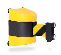 5 Meter Queue Barrier Belt - Yellow/Black | Retractable Belt Barrier with Magnetic Wall Mount | Rope Barrier with Retractable Nylon Belt | Easy Crowd Control Barrier Tape for Door Entrances, Events