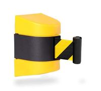 5 Meter Queue Barrier Belt - Yellow | Retractable Belt Barrier with Plastic Wall Mount | Rope Barrier with Retractable Nylon Belt | Easy Crowd Control Barrier Tape for Door Entrances, Events (1 Pcs)