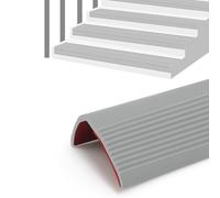 5 Meter Stair Anti Slip Nosing, Self-Adhesive Vinyl Edge Trim Protector, Flexible PVC Rubber Edge Trim for Stairs & Flooring, Waterproof & Wear-Resistant (25mm Width, Grey)