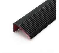 5 Meter Stair Anti Slip Nosing, Self-Adhesive Vinyl Edging Strip, Flexible PVC Rubber Treads Edge Trim (5m x 25mm, Black)