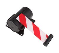 5 Meter Wall Mounted Retractable Barrier Tape People Guidance System - Stainless Steel Housing, 5m Polyester Belt for Crowd Control and Queue Management- Red and White