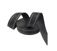 5 Meters 15/20/25mm Reflective Polyester Webbing, Decorative Webbing, Sewing Accessories,Black,15mm