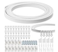 5 Meters 16.4ft Bendable Ceiling Mounted Curtain Rails and Fittings, Flexible Curved Ceiling Curtain Tracks for Bay Window Room Divider RV Shower Curtain Hospital Curtain Track System (White)