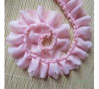 5 Meters 2-Layer Ruffle Chiffon Pleated Lace Edge Trim Ribbon 3.5 cm Width Vintage Style Edging Trimmings Fabric Embroidered Applique Sewing Craft Wedding Bridal Dress Party Clothes DIY (Pink)