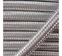 5 Meters, 3 Core Round Italian Vintage Coloured 0.75mm Braided Fabric Flexible Electrical Cable hight quality UK Lighting Wire Cable_ Lamp cord for Pendant lights (Grey)