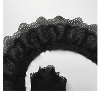 5 Meters 3-Layer Pleated Organza Gathered Mesh Lace Trim Ribbon Black Edge 65mm Width Edging Trimmings Fabric Vintage Embroidered Applique for Sewing Craft Dress Skirt Extender Socks Accessories
