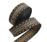 5 Meters 38mm Embroidered Double-Faced Geometric Jacquard Webbing Strap Polyester Nylon for Shoulder Bags Belts Slings Luggage Decorative Sewing Accessories(Style-03)