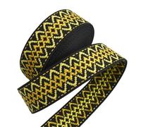 5 Meters 38mm Embroidered Double-Faced Geometric Jacquard Webbing Strap Polyester Nylon for Shoulder Bags Belts Slings Luggage Decorative Sewing Accessories(Style-04)