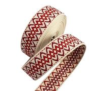 5 Meters 38mm Embroidered Double-Faced Geometric Jacquard Webbing Strap Polyester Nylon for Shoulder Bags Belts Slings Luggage Decorative Sewing Accessories(Style-06)