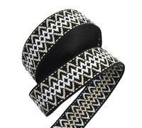 5 Meters 38mm Embroidered Double-Faced Geometric Jacquard Webbing Strap Polyester Nylon for Shoulder Bags Belts Slings Luggage Decorative Sewing Accessories(Style-01)
