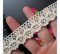5 Meters Cotton Crochet Lace Edge Trim Ribbon 2.5 cm Width Vintage Ivory Cream Edging Trimmings Fabric Embroidered Applique Sewing Craft Wedding Dress Embellishment DIY Cards Decor Clothes Embroidery