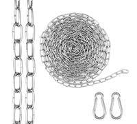 5 Metre 2mm Stainless Steel Round Chains Heavy Duty Chain Links | Metal Chain Security Chain, Galvanized Steel Welded Link Chains for Bike Bicycle Fence Door Lock Lift, Max Load 35KG