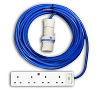 5 metre Blue Caravan Hook Up/Extension Cable with 16 Amp Plug & 4G Trailer - Professionally assembled by MCD Electrical