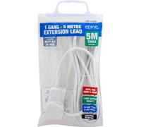5 Metre Lead Extension Lead Cord Cable - Electric, Mains Power, Gang Surge Protected Tower | 3 Pin Multi Socket, Plug Amp | 1 Way Output Socket