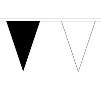 5 Metres 12 (12" x 8") Black & White Triangle Triangular Flag 100% Polyester Material Bunting Ideal Party Decoration For Street House Pubs Clubs Schools St Davids Day