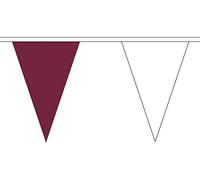 5 Metres 12 (12" x 8") Maroon Burgundy & White Triangle Triangular Flag 100% Polyester Material Bunting Ideal Party Decoration For Street House Pubs Clubs Schools St Davids Day