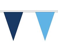 5 Metres 12 (12" x 8") Navy & Sky Blue Triangle Triangular Flag 100% Polyester Material Bunting Ideal Party Decoration For Street House Pubs Clubs Schools St Davids Day