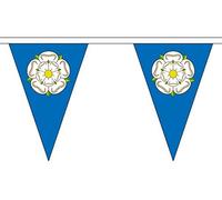 5 Metres 12 (12" x 8") New Yorkshire Rose Triangle Triangular Flag 100% Polyester Material Bunting Ideal Party Decoration For Street House Pubs Clubs Schools St Davids Day