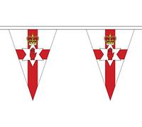 5 Metres 12 (12" x 8") Northern Ireland Red Hand Of Ulster Triangle Triangular Flag 100% Polyester Material Bunting Ideal Party Decoration For Street House Pubs Clubs Schools St Davids Day