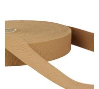 5 Metres Dark Beige Cotton Webbing, Heavy Duty 25mm Wide Strong Strap | Thick firm woven tape, Machine washable 30°C, For bag handles, tote bags, belts, dog leads, upholstery, repairs & crafts