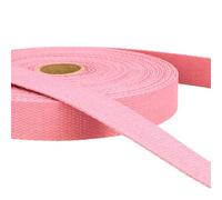 5 Metres Dusky Pink Cotton Webbing, Heavy Duty 25mm Wide Strong Strap | Thick firm woven tape, Machine washable 30°C, For bag handles, tote bags, belts, dog leads, upholstery, repairs & crafts