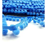 5 metres of POM POM Trim Quality Pompoms 10mm Bobbles 18mm Total Width Tape (Sky Blue)