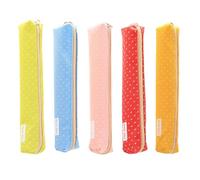5 Mini Candy Polka Dot Zip Long Stationery Storage Bags - Children's Canvas Pencil Cases