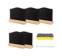 5 Mini Chalkboard Signs with 1 Liquid Chalk and 1 Yellow Eraser, Double-Sided Mini Blackboard, with Wooden Bottom Desktop Message Board, Suitable for Bars and Restaurants (10 * 7.5cm)