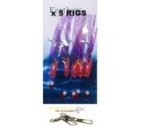 5 Mini Pink Shrimp Hokki Sea Fishing Lures with Snap Swivels (5/0 Hooks)