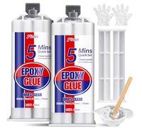 5 Minute Epoxy Glue, 100ml Fast Curing Epoxy Resin Kit, Clear 2 Part Epoxy Adhesive for Metal, Plastic, Wood, Ceramic, Glass, Fiberglass and More - Waterproof, Universal, Strong Bond Repair Glue