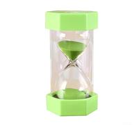 5 Minute Sand Timer Hourglass with Plastic and Glass Construction Hexagon Cover Prevents Rolling for Classroom Home Desk and Office Use (Green 5 Minute)