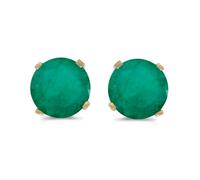 5 mm Natural Round Emerald Stud Earrings Set in 14k Yellow Gold by Direct-Jewelry