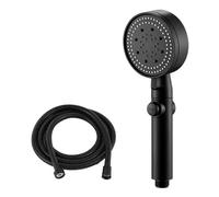 5 Modes Adjustable Showerheads High Pressure Shower Head Bathroom Accessories with Hose Water Saving One-Key Stop Spray Nozzle(Black and Hose)