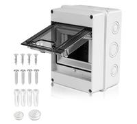 5 Module DIN Rail Enclosure Box with 4 Terminals & 2 Connectors, IP65 Waterproof Consumer Unit Box - Transparent Cover Fuse Box for Indoor/Outdoor (Garden, Garage, Farm, Charging Stations)