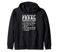 5 Moods of Feral Generation X Grunge Distressed Style Gen X Zip Hoodie