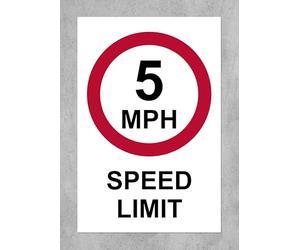 5 MPH Speed Limit Reflective RA2 Road legal Safety sign - 3mm Aluminium sign fitted with 2 strips Channel to rear for mounting on post 600mm x 400mm