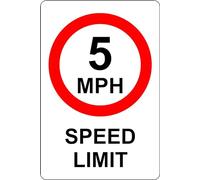 5 MPH Speed Limit Safety Sign - 3mm Aluminium sign 300mm x 200mm Case (Pack of 5)