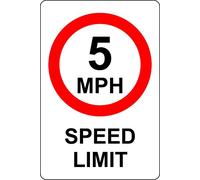 5 MPH Speed Limit Safety Sign - 3mm Aluminium sign 600mm x 400mm